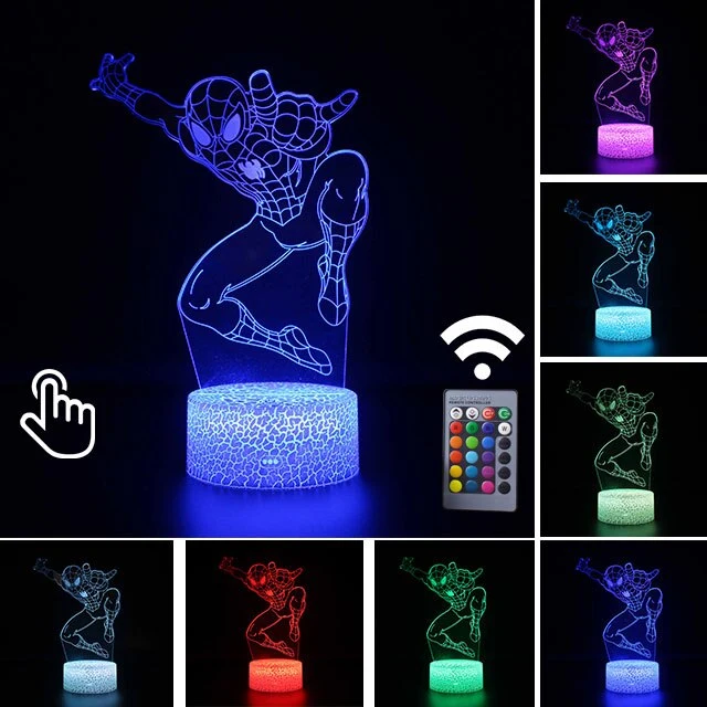 Spider Man Lampe mit magischen 3D Effekt und Farbwechsel bis zu 7 Farben