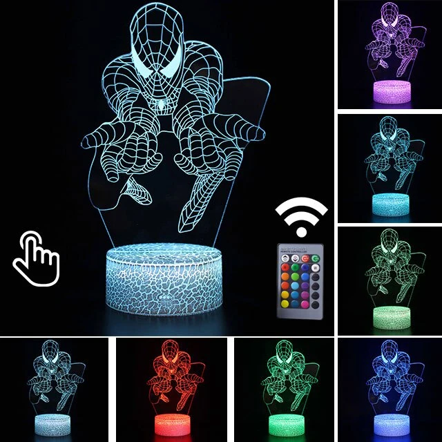 Spider Man Lampe mit magischen 3D Effekt und Farbwechsel bis zu 7 Farben