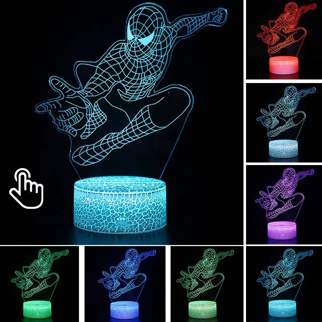 Spider Man Lampe mit magischen 3D Effekt und Farbwechsel bis zu 7 Farben