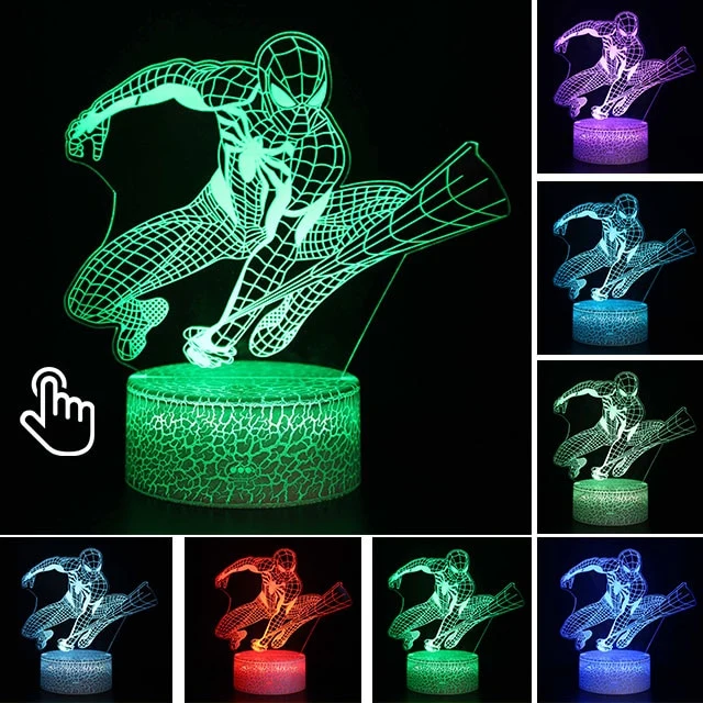 Spider Man Lampe mit magischen 3D Effekt und Farbwechsel bis zu 7 Farben