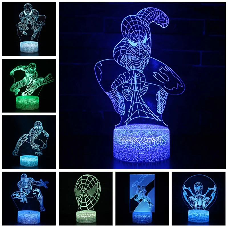 Spider Man Lampe mit magischen 3D Effekt und Farbwechsel bis zu 7 Farben