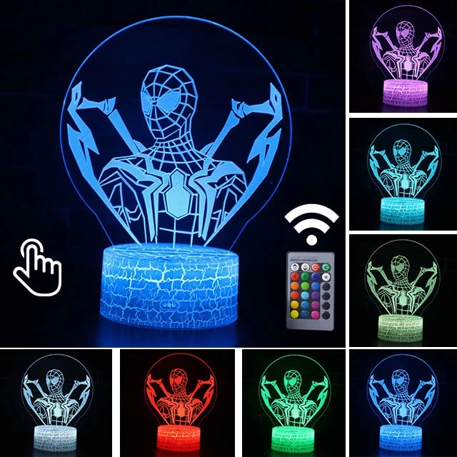 Spider Man Lampe mit magischen 3D Effekt und Farbwechsel bis zu 7 Farben