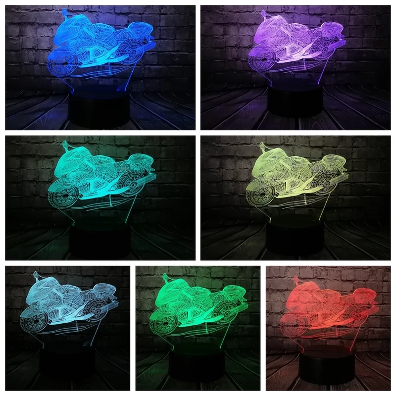 Motorrad Lampe mit 3D Effekt und Multi Color Licht