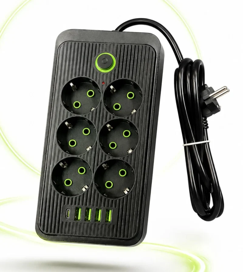 Steckdosenleiste 6 Fach mit 4 USB USB-C Mehrfachsteckdose Schalter