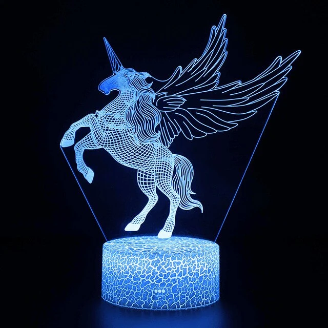 Einhorn Lampe - Magischer 3D Effekt mit Farbwechsel - Tischlampe - Nachtlicht
