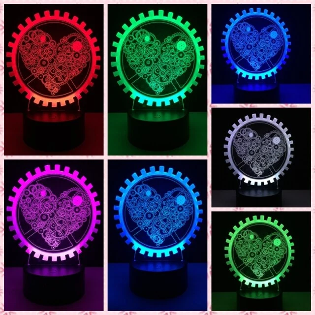 Ich liebe Dich Lampe mit 3D Effekt und Farbwechsel - verschiedene Motive