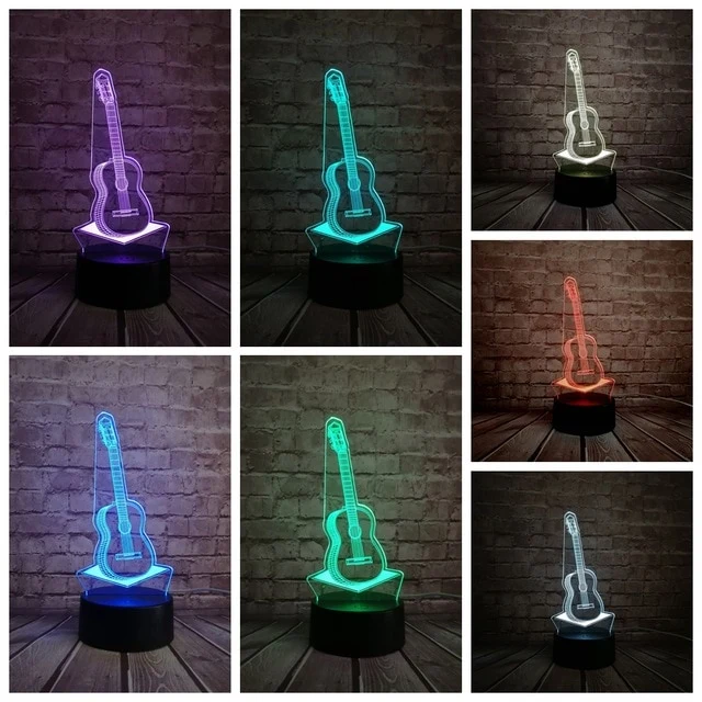 GItarre 3D LED Tischlampe - Nachtlicht - Mit Farbwechsel