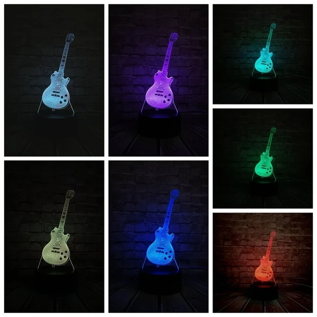 GItarre 3D LED Tischlampe - Nachtlicht - Mit Farbwechsel