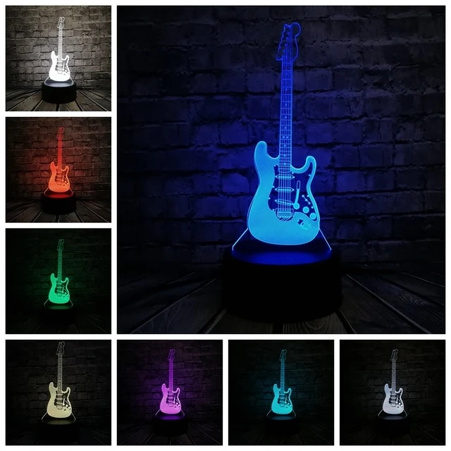 GItarre 3D LED Tischlampe - Nachtlicht - Mit Farbwechsel