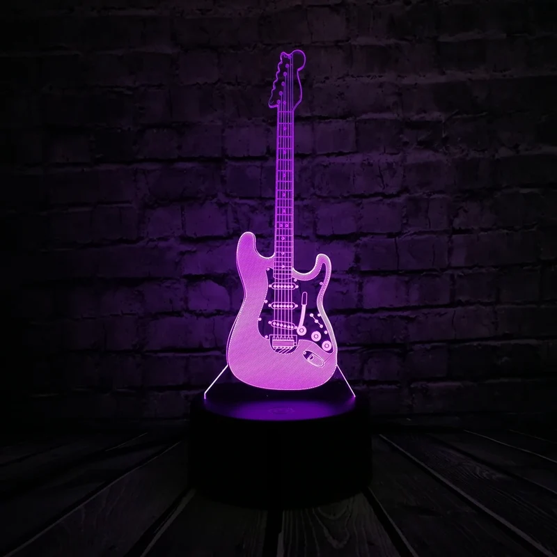 GItarre 3D LED Tischlampe - Nachtlicht - Mit Farbwechsel