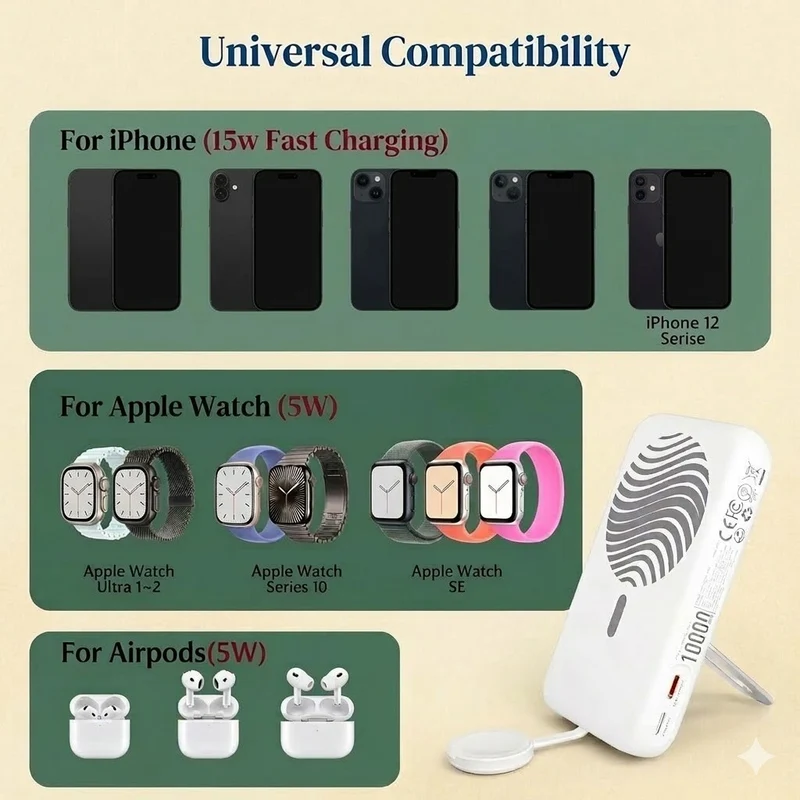 10000mAh Magnet Powerbank 20W PD Wireless MagSafe iPhone Apple Watch