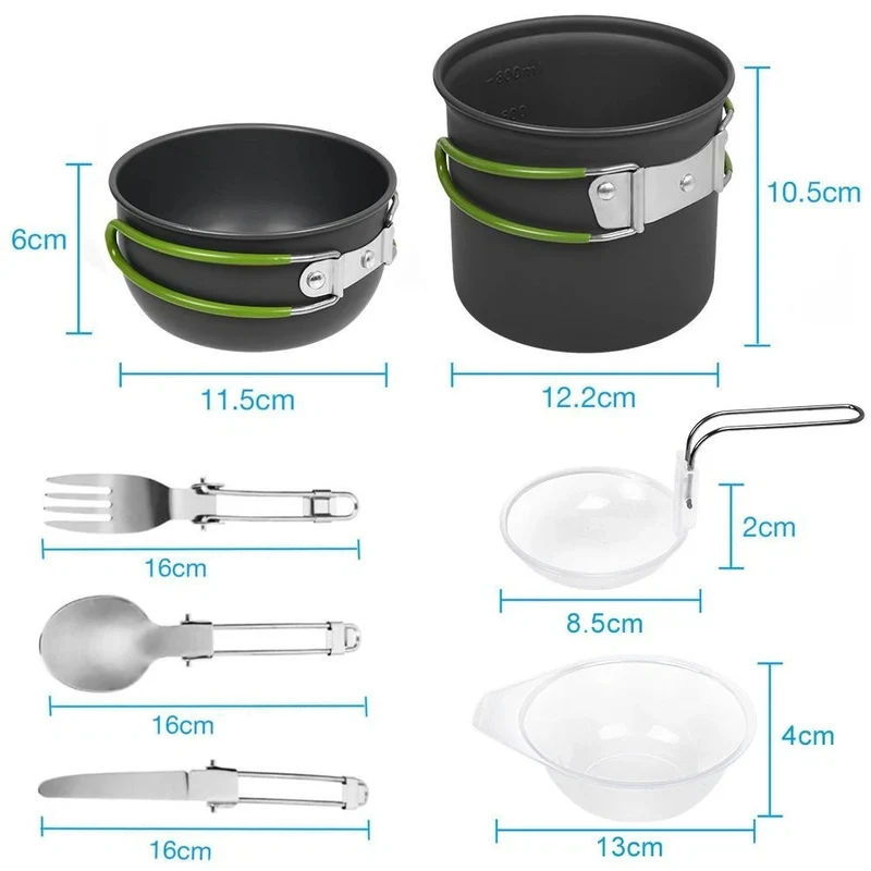 Camping Kochgeschirr Set 2-3 Personen Töpfe Pfanne Kessel