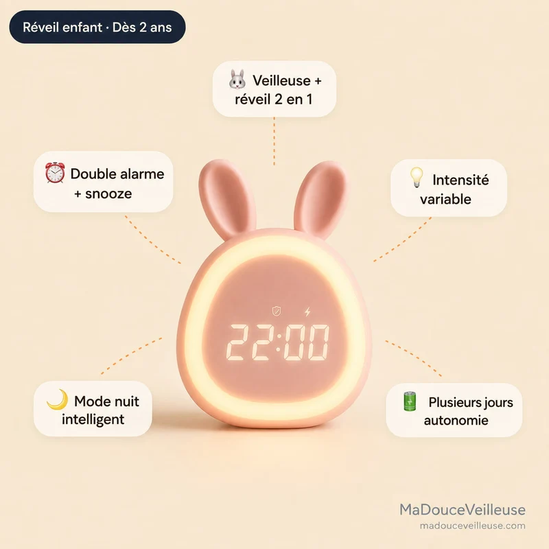 Veilleuse lapin réveil - BunnyRise