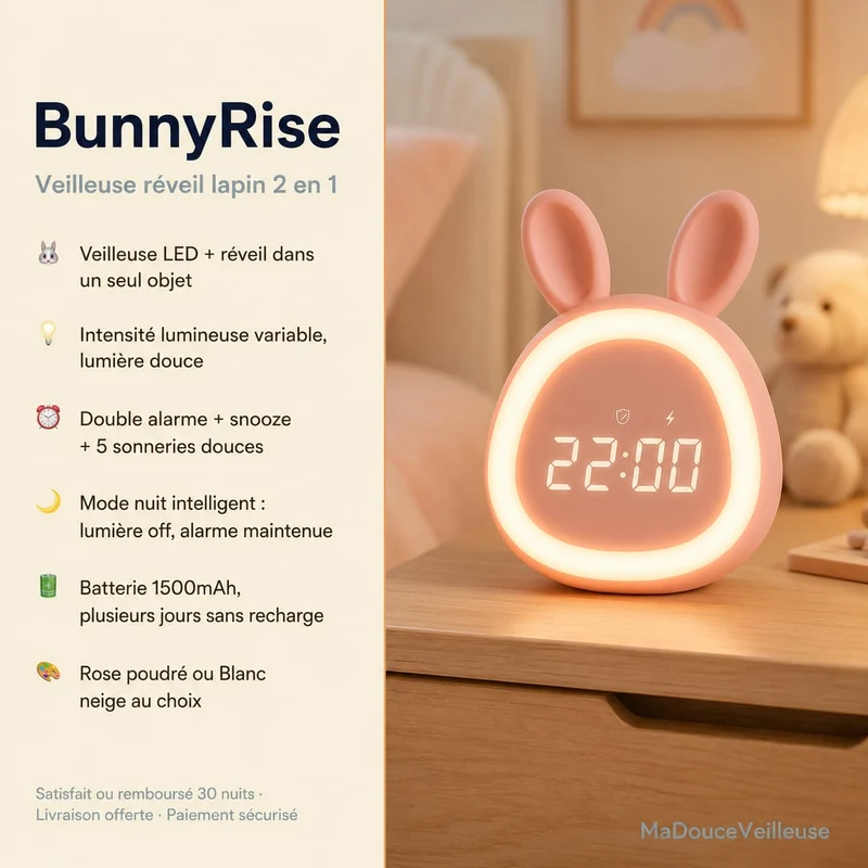 Veilleuse lapin réveil - BunnyRise