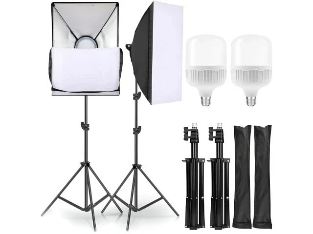 2x Softbox Fotolampen Set mit 50x70cm Softbox Studioleuchte 800W inkl Stative für Foto Video Livestream
