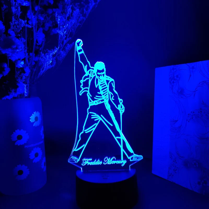 Freddie Mercury Queen Nachtlicht, Lampe mit Farbwechsel