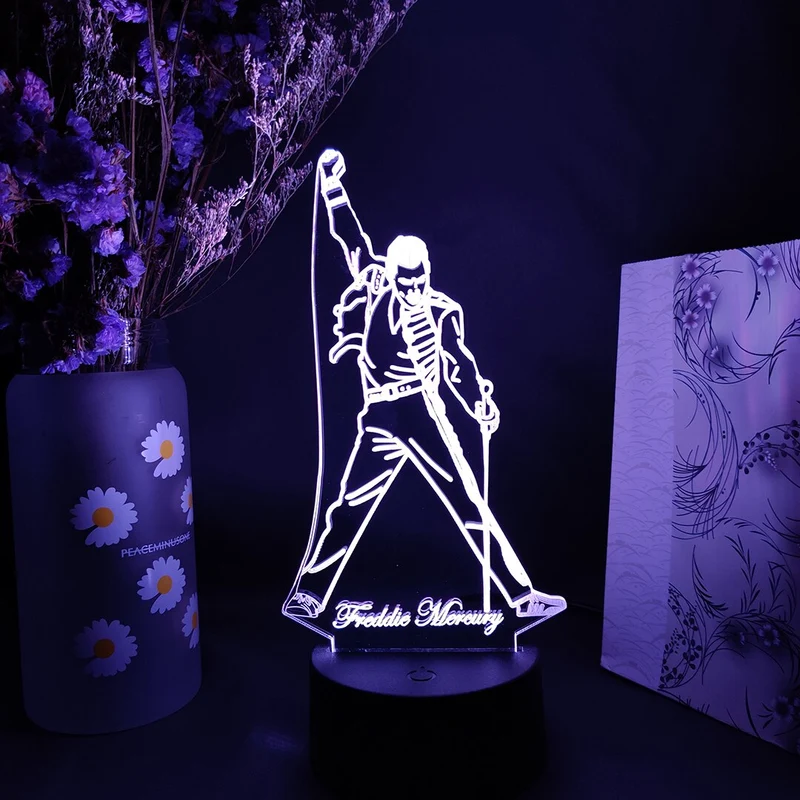 Freddie Mercury Queen Nachtlicht, Lampe mit Farbwechsel
