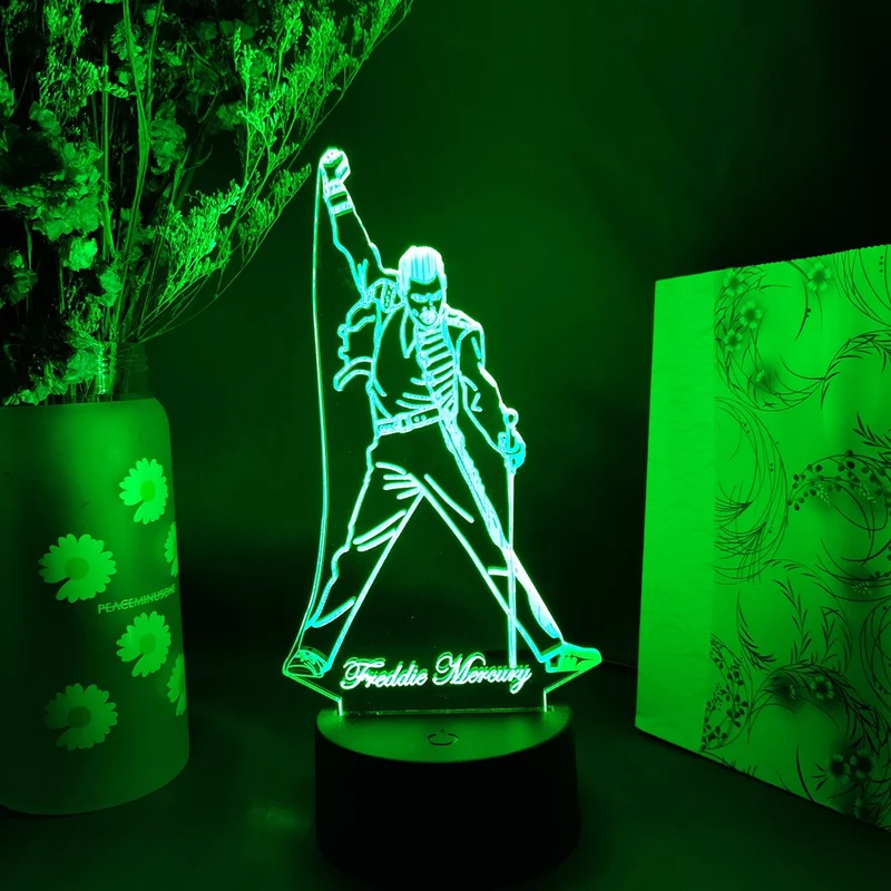 Freddie Mercury Queen Nachtlicht, Lampe mit Farbwechsel