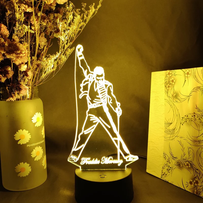 Freddie Mercury Queen Nachtlicht, Lampe mit Farbwechsel
