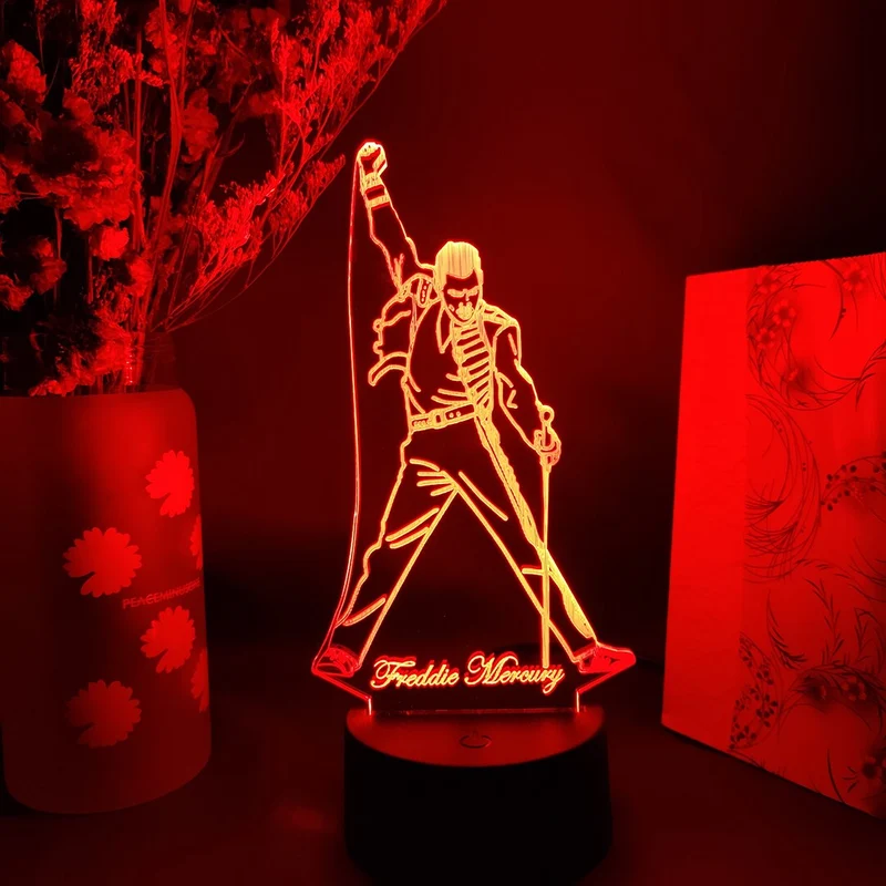 Freddie Mercury Queen Nachtlicht, Lampe mit Farbwechsel
