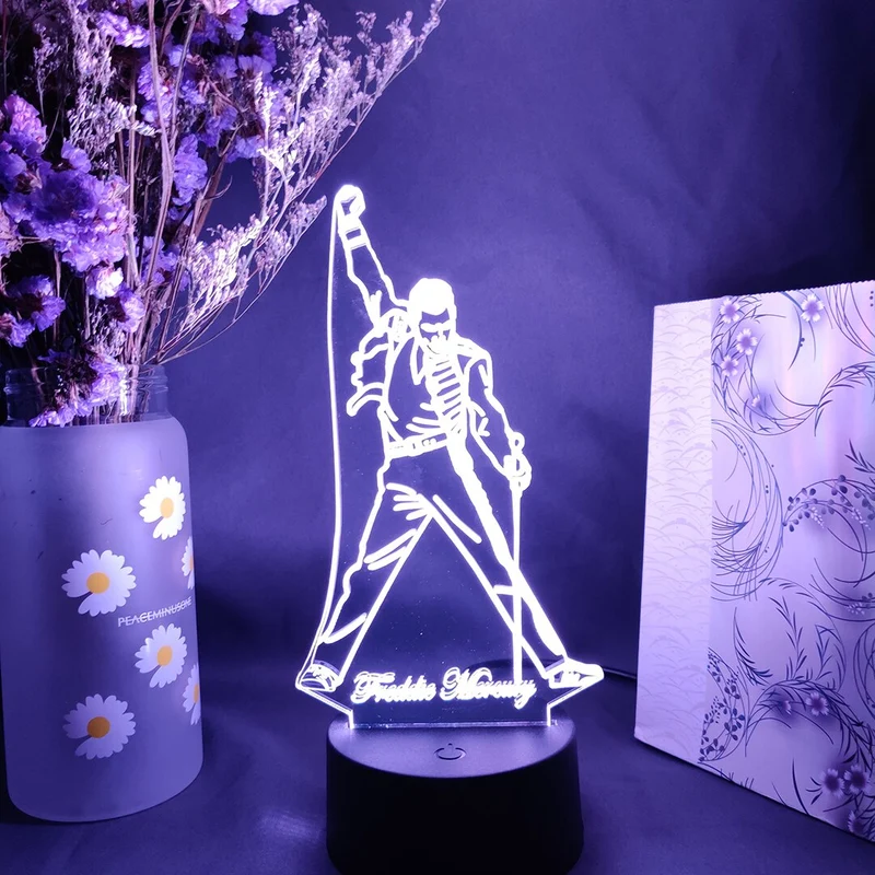 Freddie Mercury Queen Nachtlicht, Lampe mit Farbwechsel