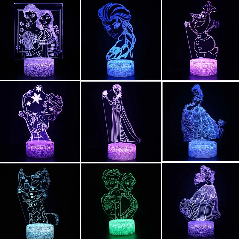 Frozen Elsa Anna Olaf Sven Nachtlicht, Nachtlampe, Licht mit 3D Effekt