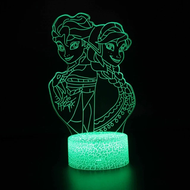 Frozen Elsa Anna Olaf Sven Nachtlicht, Nachtlampe, Licht mit 3D Effekt
