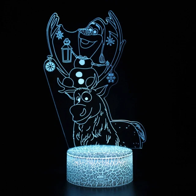 Frozen Elsa Anna Olaf Sven Nachtlicht, Nachtlampe, Licht mit 3D Effekt