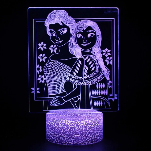 Frozen Elsa Anna Olaf Sven Nachtlicht, Nachtlampe, Licht mit 3D Effekt