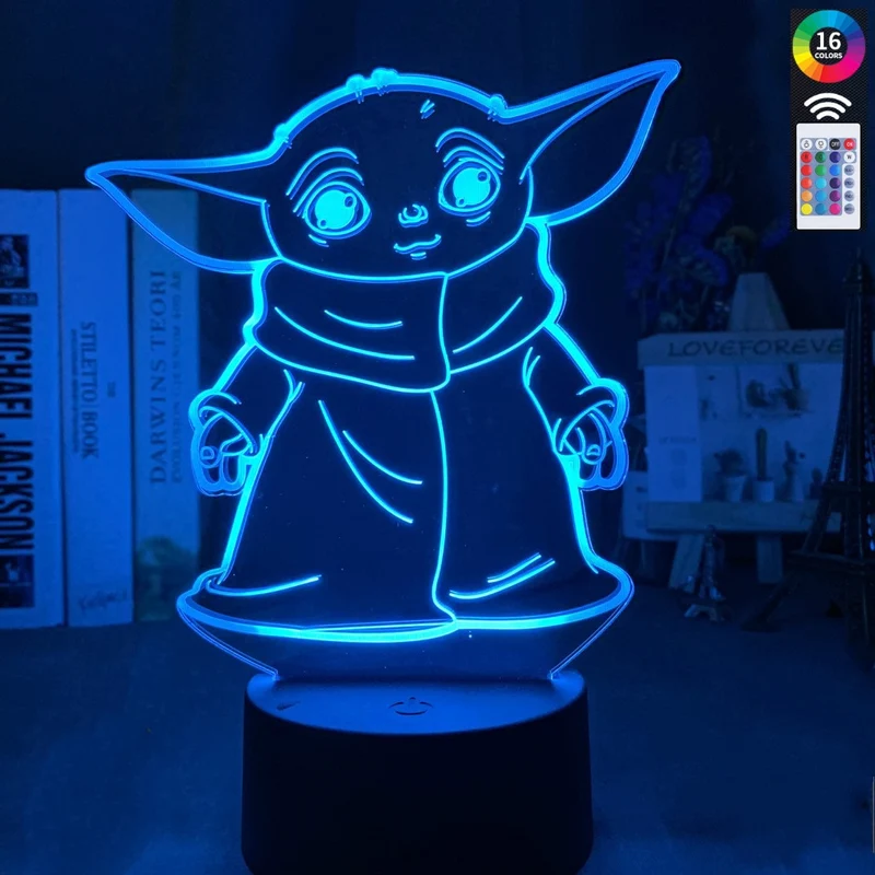 Star Wars Mini Yoda aus Mandalorianer Nachtlicht, Nachtlampe mit 3D Effekt