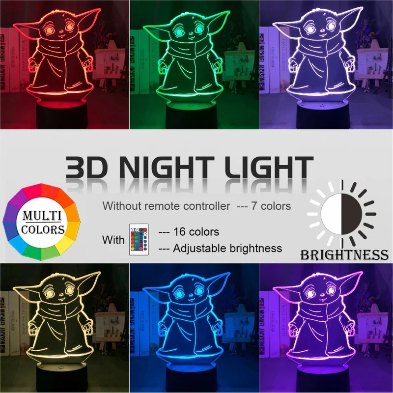 Star Wars Mini Yoda aus Mandalorianer Nachtlicht, Nachtlampe mit 3D Effekt