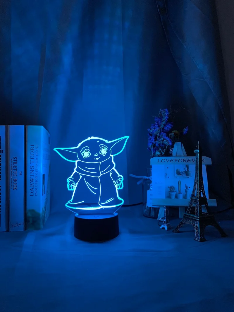 Star Wars Mini Yoda aus Mandalorianer Nachtlicht, Nachtlampe mit 3D Effekt