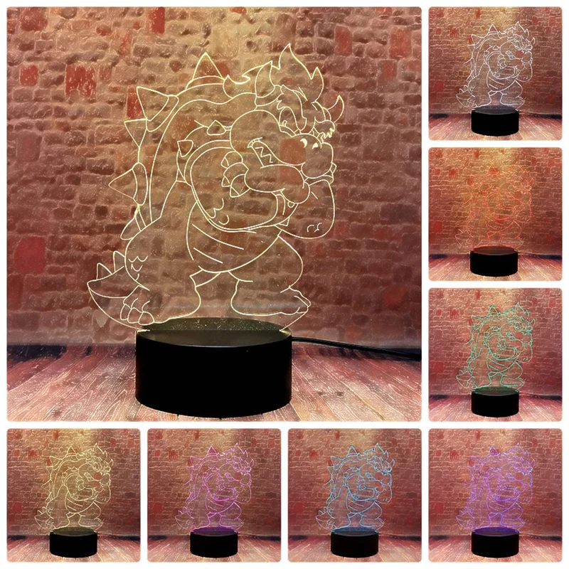 Bowser Koopa Nachtlicht mit Farbwechsel Effekt LED Lampe
