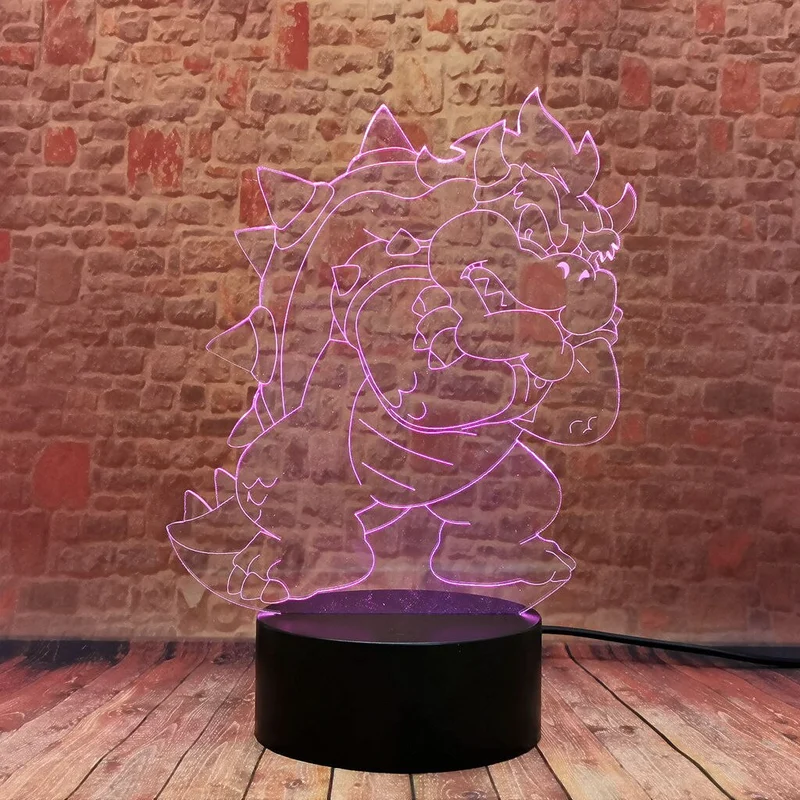 Bowser Koopa Nachtlicht mit Farbwechsel Effekt LED Lampe