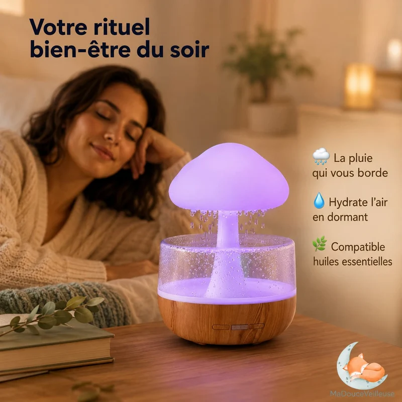 Veilleuse champignon bruit de pluie
