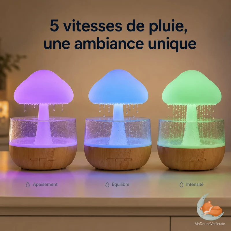 Veilleuse champignon bruit de pluie
