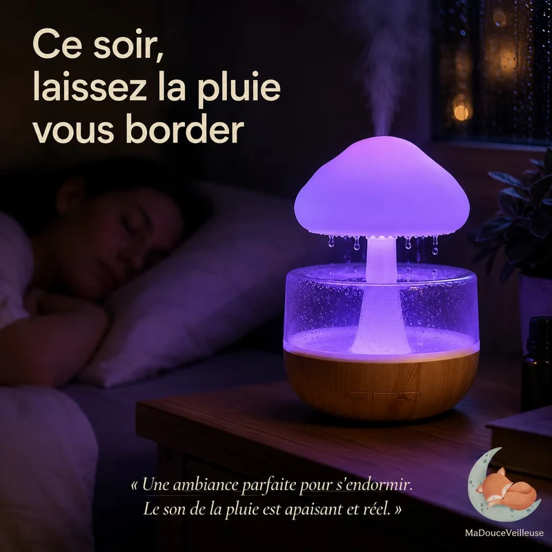 Veilleuse champignon bruit de pluie
