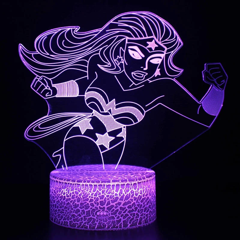 Wonder Woman Nachttischlampe mit 3D Effekt, Nachtlicht, Lampe, Tischlampe