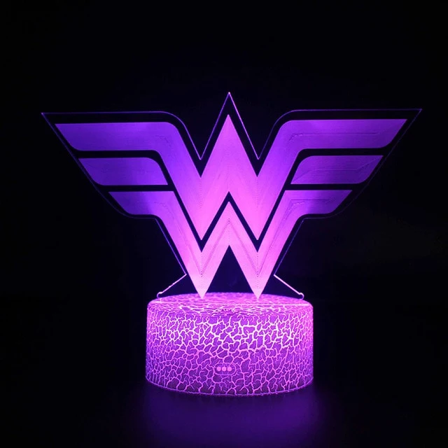 Wonder Woman Nachttischlampe mit 3D Effekt, Nachtlicht, Lampe, Tischlampe