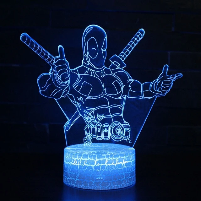 Deadpool Lampe, Nachttischlampe, 3D Effekt und Farbwechsel
