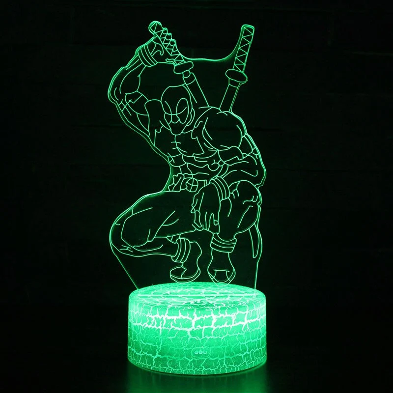 Deadpool Lampe, Nachttischlampe, 3D Effekt und Farbwechsel