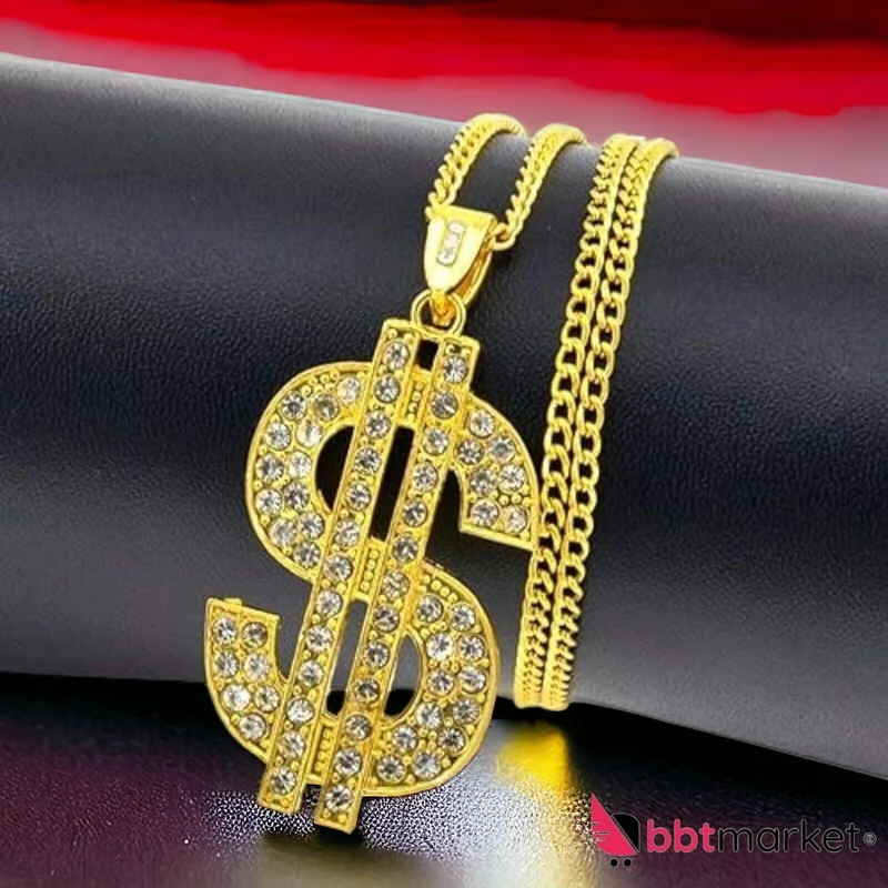 Dollar Unisex Vergoldete Kette für Männer Anhänger Halskette Halskette