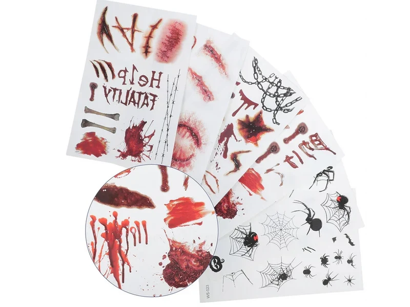 Halloween Tattoos Blut Realistisch Waschbar Temporär Hautaufkleber 🎃💉 4038732800489