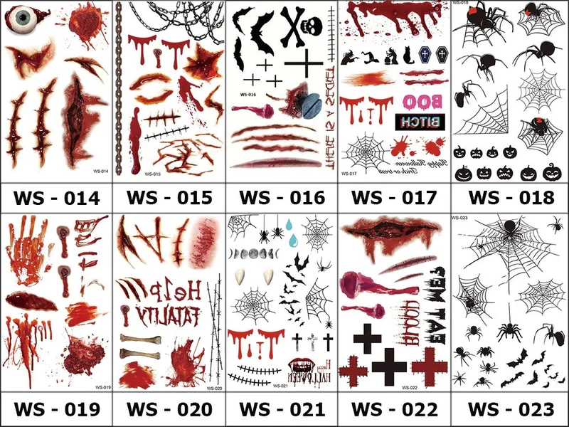Halloween Tattoos Blut Realistisch Waschbar Temporär Hautaufkleber 🎃💉 4038732800489