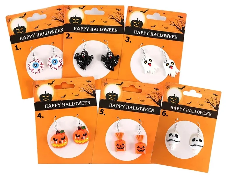 Halloween Ohrringe Geist Kürbis Skelett Bonbon Auge Party Schmuck,2er-Set-1 Paar