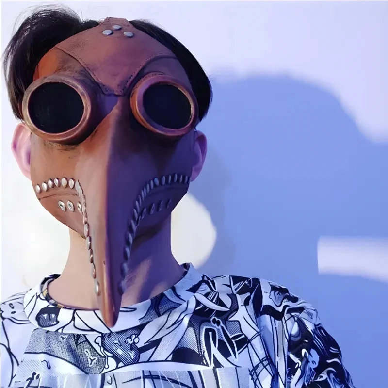 Pestdoktor Maske Braun aus Latex – Schnabelmaske für Halloween, Steampunk, Cosplay, Kostüm & Horror Party