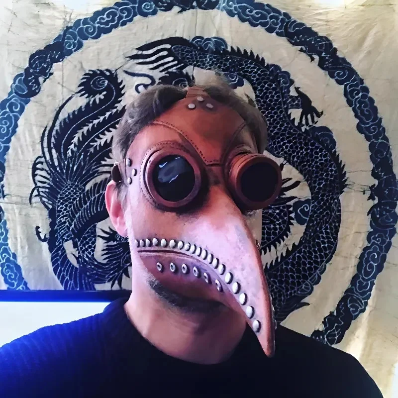 Pestdoktor Maske Braun aus Latex – Schnabelmaske für Halloween, Steampunk, Cosplay, Kostüm & Horror Party