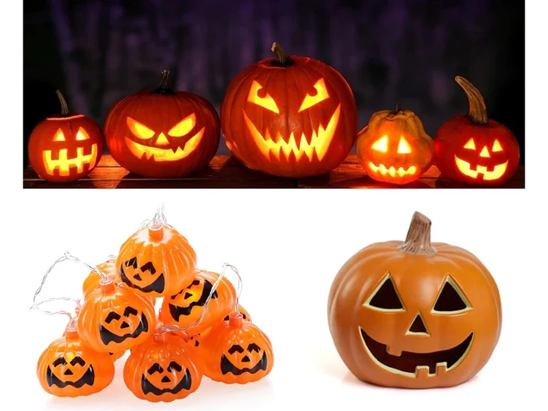 Halloween Kürbis Lichterkette 🎃 10 LED Lampen 200cm Batterie Deko Orange 👻