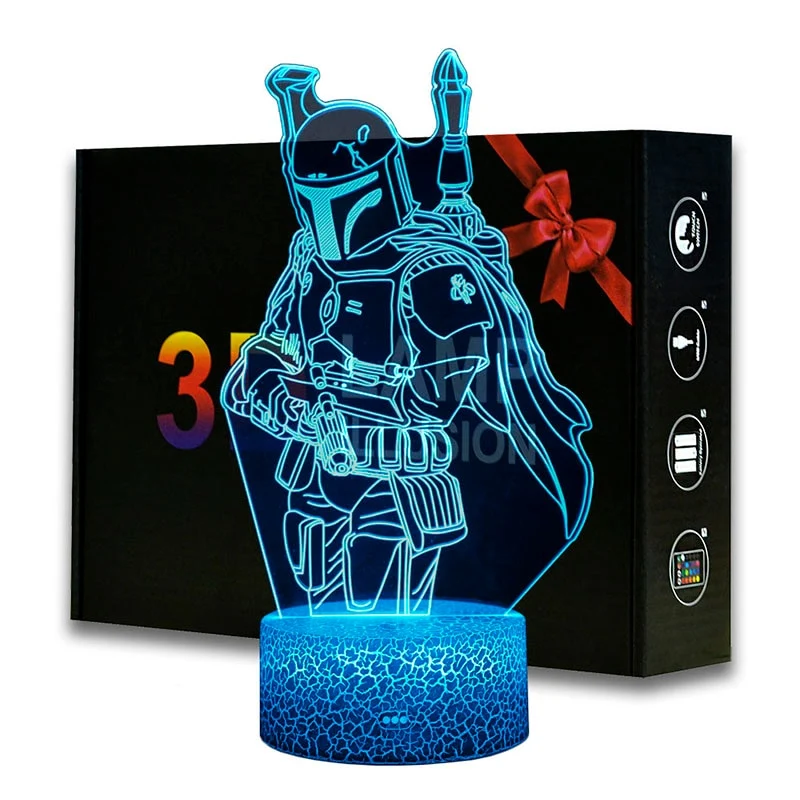 Star Wars Mandalorian Nachtlicht Lampe mit 3D Effekt