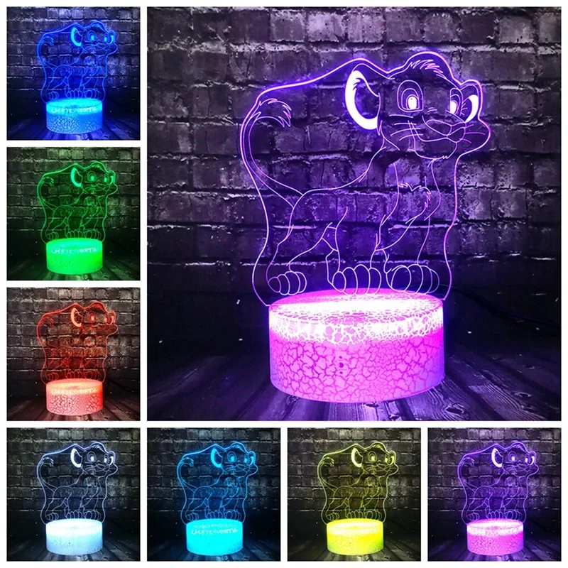 Simba König der Löwen Lampe, Nachtlicht, Tischlampe mit magischen Farbwechsel